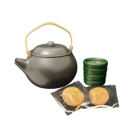 Tea With Senbei  3D Icon