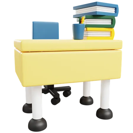 3 D Teacher Desk With Isolated Background 3D Icon