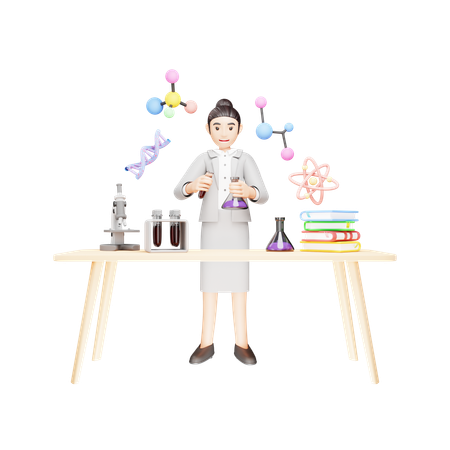Teacher doing experiments in laboratory  3D Illustration