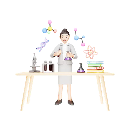 Teacher doing experiments in laboratory  3D Illustration