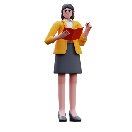 Teacher explaining from Book  3D Illustration