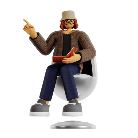 Teacher explaining while sitting on armchair  3D Illustration