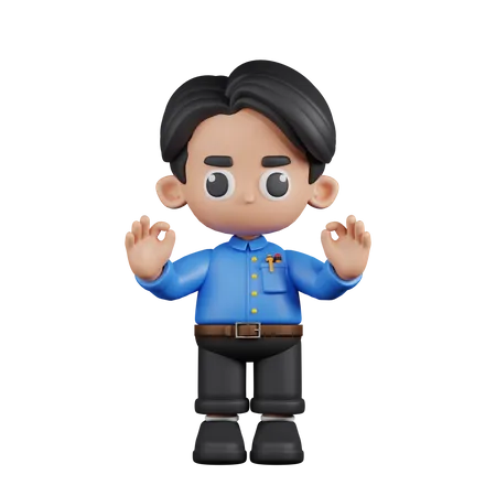 Teacher Giving Ok Hand Gesture  3D Illustration