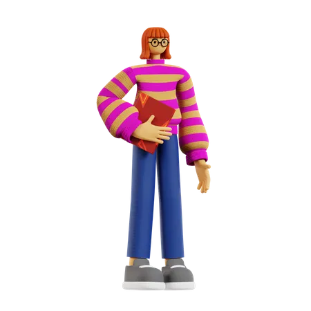 Teacher holding book  3D Illustration