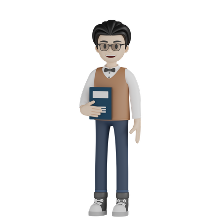 Teacher Holding Book  3D Illustration