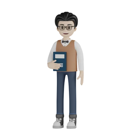 Teacher Holding Book  3D Illustration