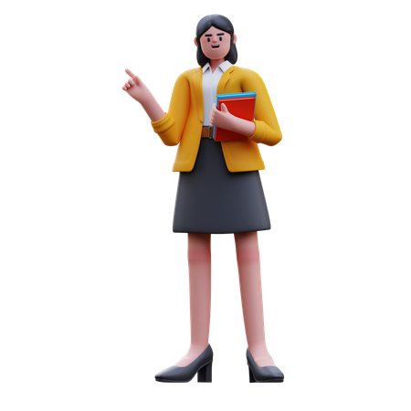 Teacher Holding Book  3D Illustration