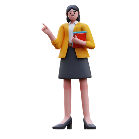 Teacher Holding Book  3D Illustration