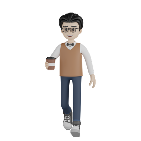 Teacher Holding Coffee 3D Illustration