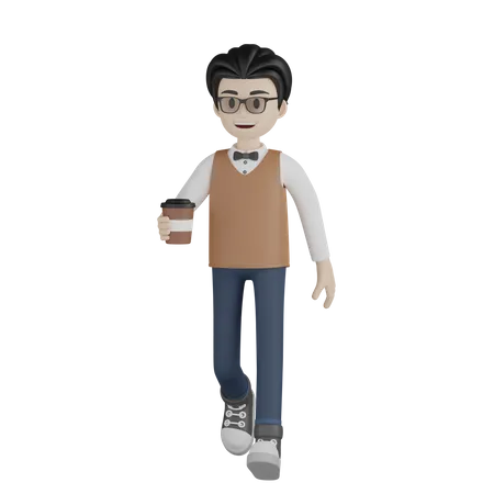 Teacher Holding Coffee 3D Illustration