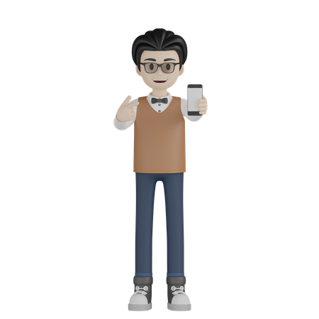 Teacher Pointing Mobile  3D Icon