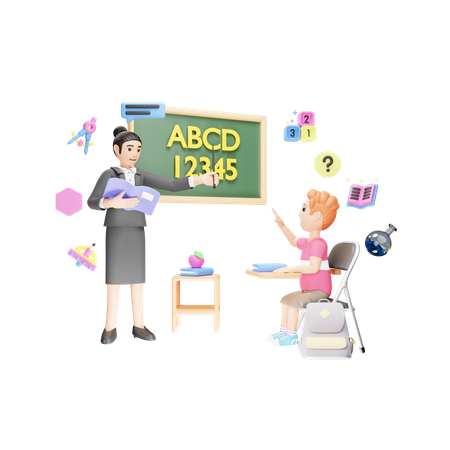 Teacher teaches ABC alphabets  3D Icon