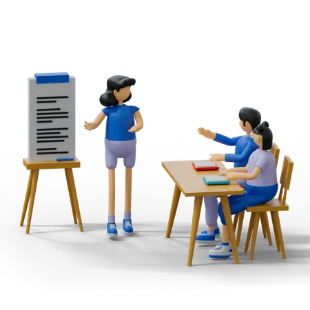 Teacher teaching in class  3D Illustration