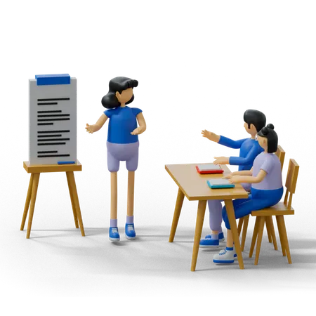 Teacher teaching in class 3D Illustration