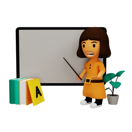 Teacher teaching on blackboard  3D Illustration