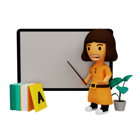 Teacher teaching on blackboard 3D Illustration