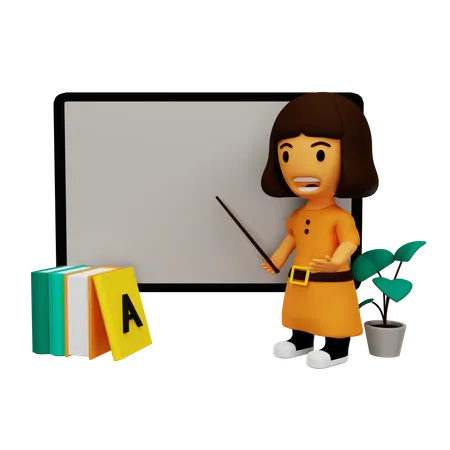 Teacher teaching on blackboard 3D Illustration