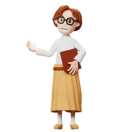 Teacher With Book  3D Illustration