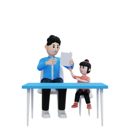 Teaching Child  3D Illustration