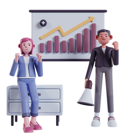 Team celebrate growth of business  3D Icon