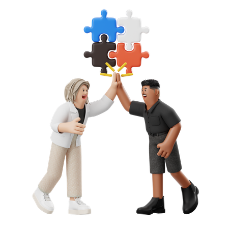 Team Celebrating Business Success  3D Illustration