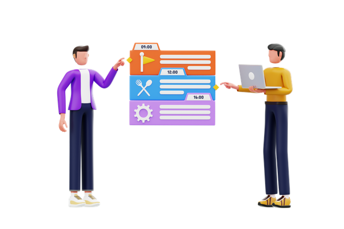 Team Doing Schedule Management  3D Illustration