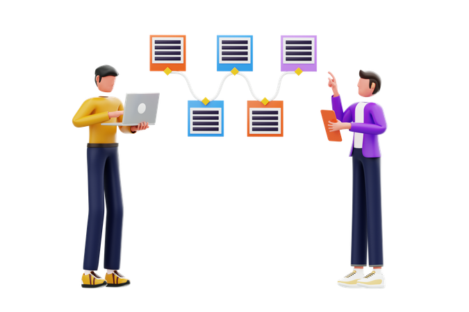 Team Doing Task Management On Notice Board  3D Illustration