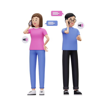 Team having a telephone conversation 3D Illustration