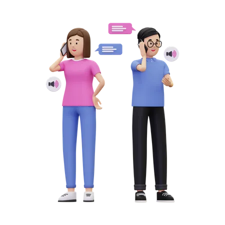 Team having a telephone conversation 3D Illustration