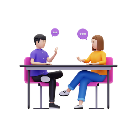 Team having conversation while sitting on a chair  3D Icon