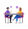 Team having conversation while sitting on a chair