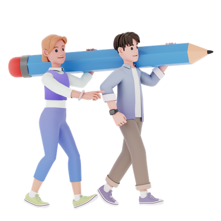 Team Holding Pencil  3D Icon