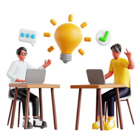 革新的なアイデアに取り組むチーム  3D Illustration