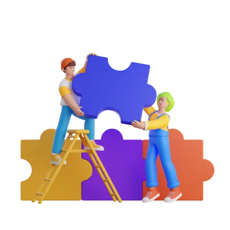 Teamwork  3D Illustration