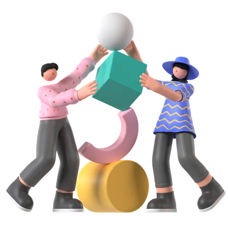 Teamwork Development  3D Illustration