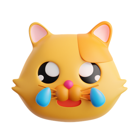 Tear Of Joy Cat Emoji  3D Icon