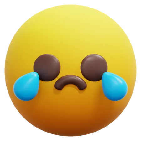 Tearful Sad Face Emoji  3D Icon