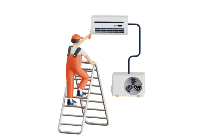 Tecnico reparacion aire acondicionado  3D Icon