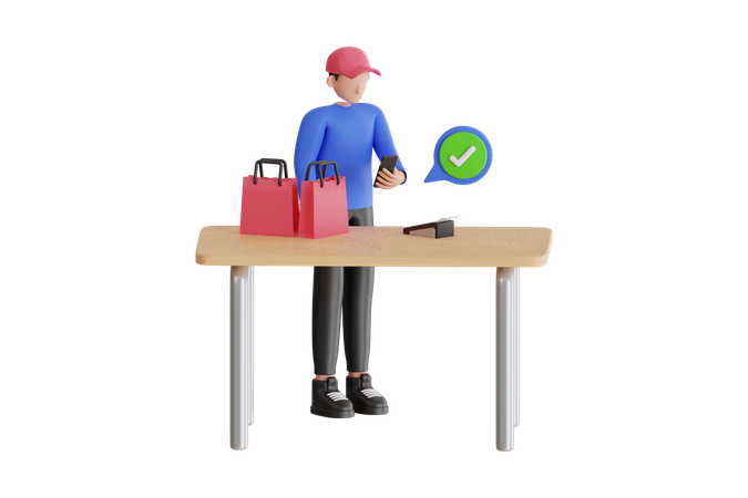 Tecnologia de pagamento por telefone sem dinheiro com terminal pos  3D Icon