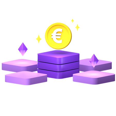 Tecnologia blockchain do euro  3D Illustration