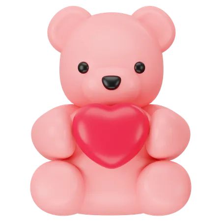 Teddy Bear Toy With A Heart 3 D Icon Render 3D Icon