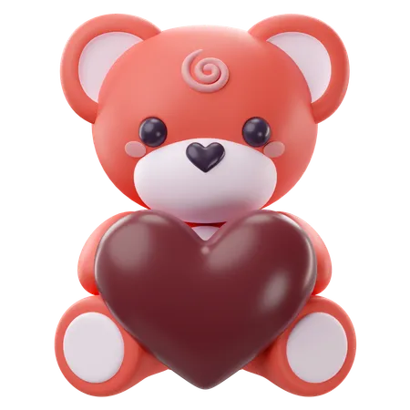 3 D Illustration Of Valentines Teddy Bear Hugging A Heart Icon 3D Icon