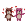 3d teddy couple logo
