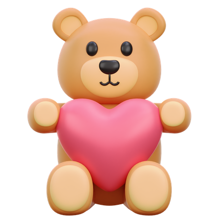 Teddy Bear Holding Heart  3D Icon