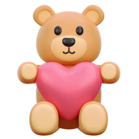 Teddy Bear Holding Heart  3D Icon