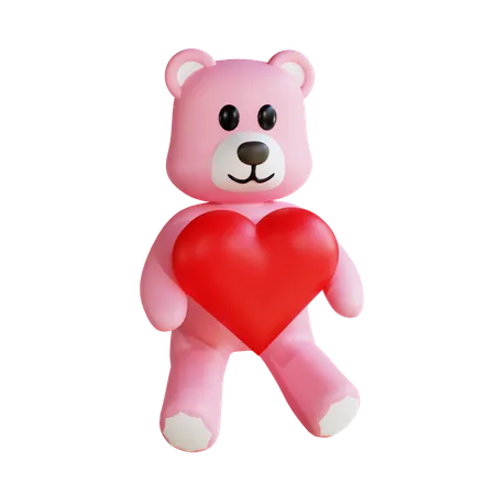 3 D Render Valentine Doll Bear 3D Icon