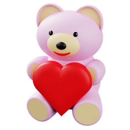 Teddy Holding Heart  3D Icon