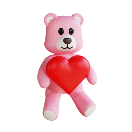 Teddy Holding Heart  3D Icon