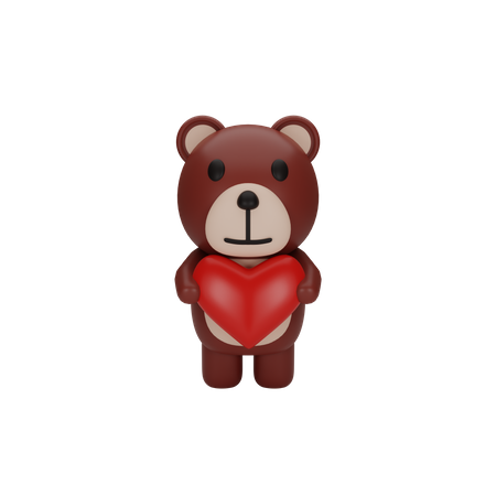 Teddy Holding Heart  3D Icon