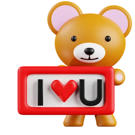 Teddy With I Love You  3D Icon